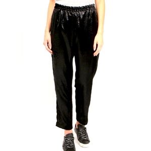 Xirena Declan shimmer velvet elastic waistband black pants size S